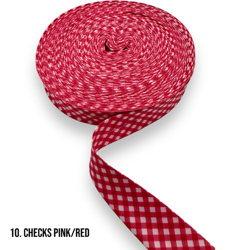 Bias Binding - Checks Pink/Red 