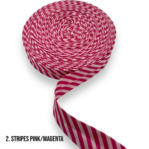 Bias Binding - Stripes Pink/Magenta 