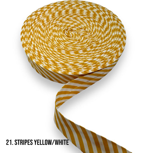 Bias Binding - Stripes Yellow/White 