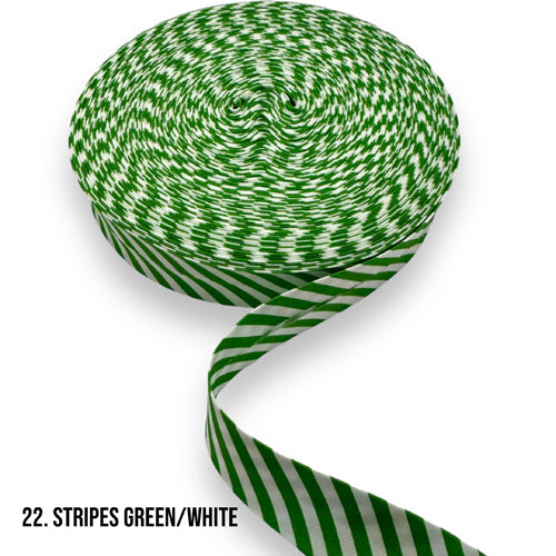 Bias Binding - Stripes Green/White 