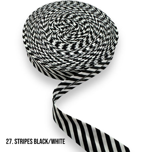 Bias Binding - Stripes Black/White 