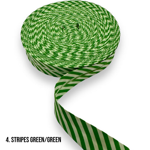 Bias Binding - Stripes Green/Green 