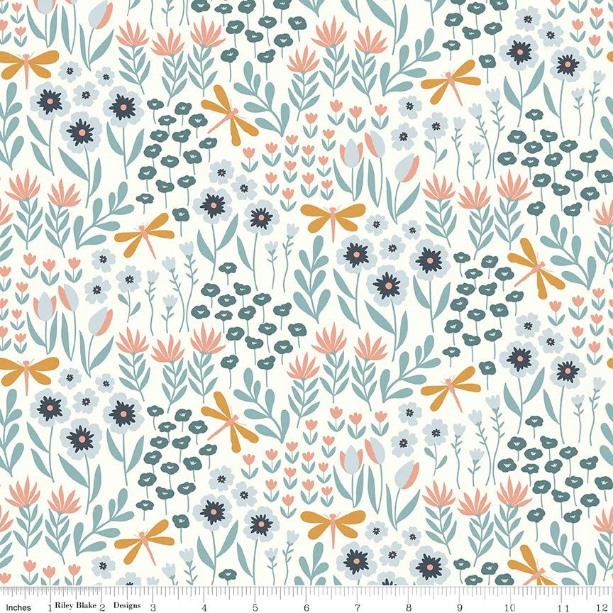 Lakeside Floral Cream - Little Swan by Riley Blake Designs