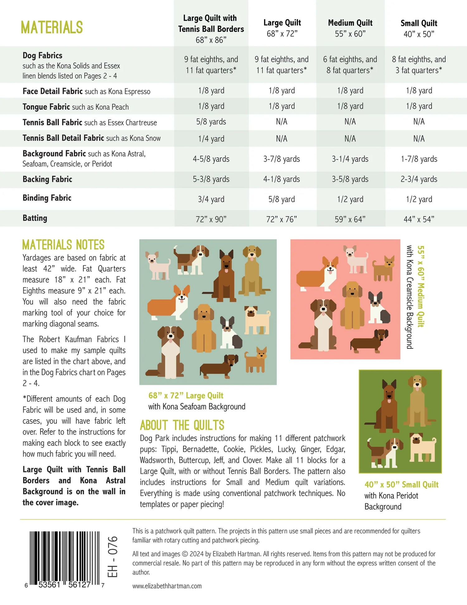 Dog Park Quilt Pattern - Elizabeth Hartman