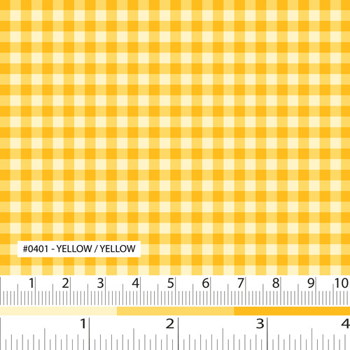 Fabric swatch light and dark golden yellow check gingham pattern