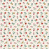 Fabric swatch small pink red yellow flowers with leaves on cream background