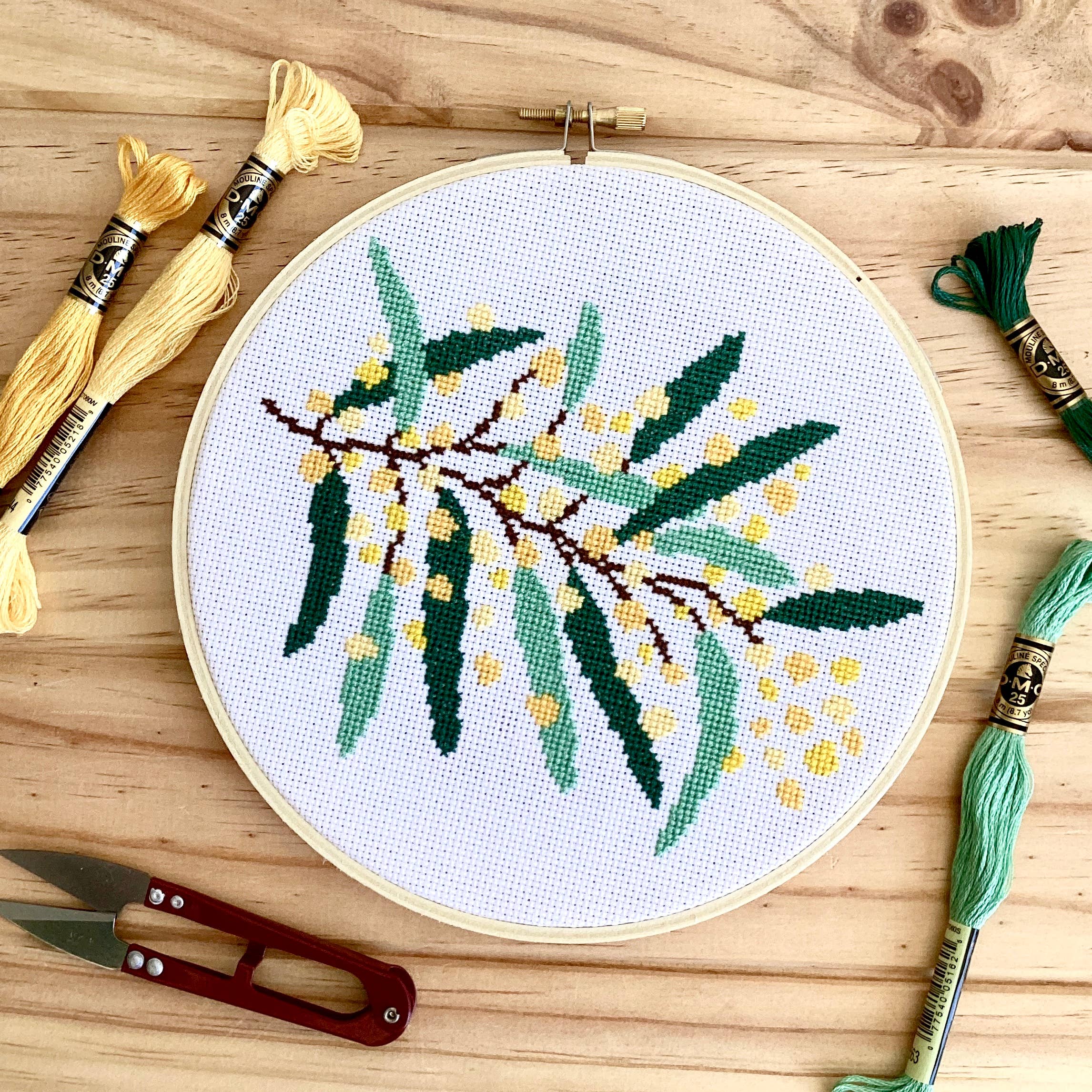 Golden Wattle Cross Stitch Kit - Craft Make Do