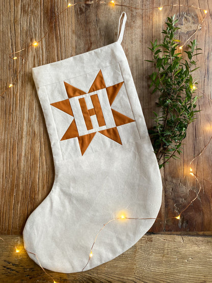 Heirloom Patchwork Star Christmas Stocking with Letter (Unquilted)