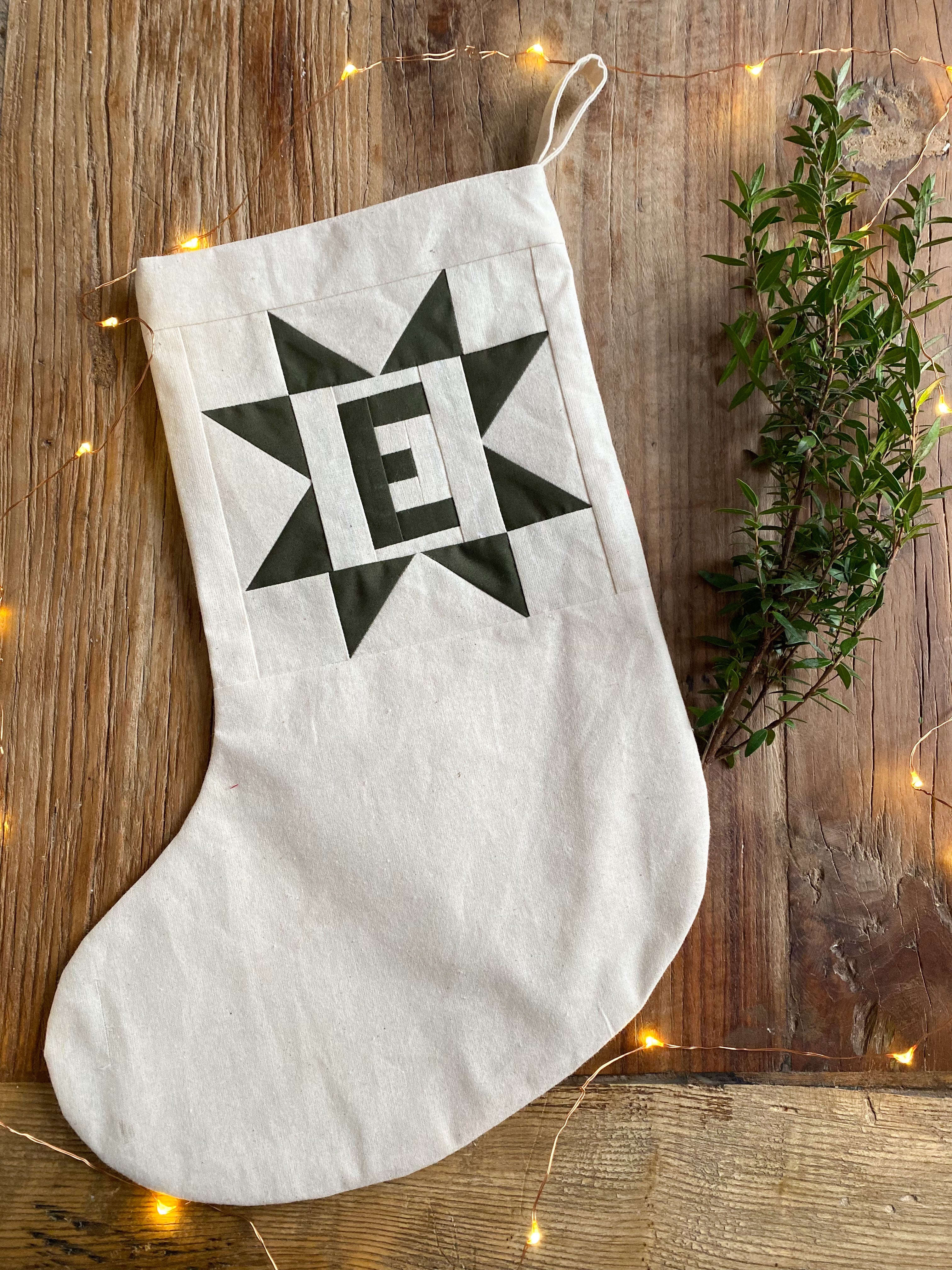 Heirloom Patchwork Star Christmas Stocking with Letter (Unquilted)