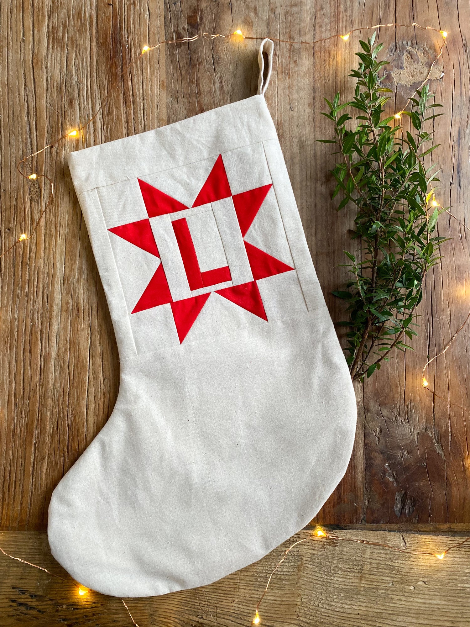 Heirloom Patchwork Star Christmas Stocking with Letter (Unquilted)