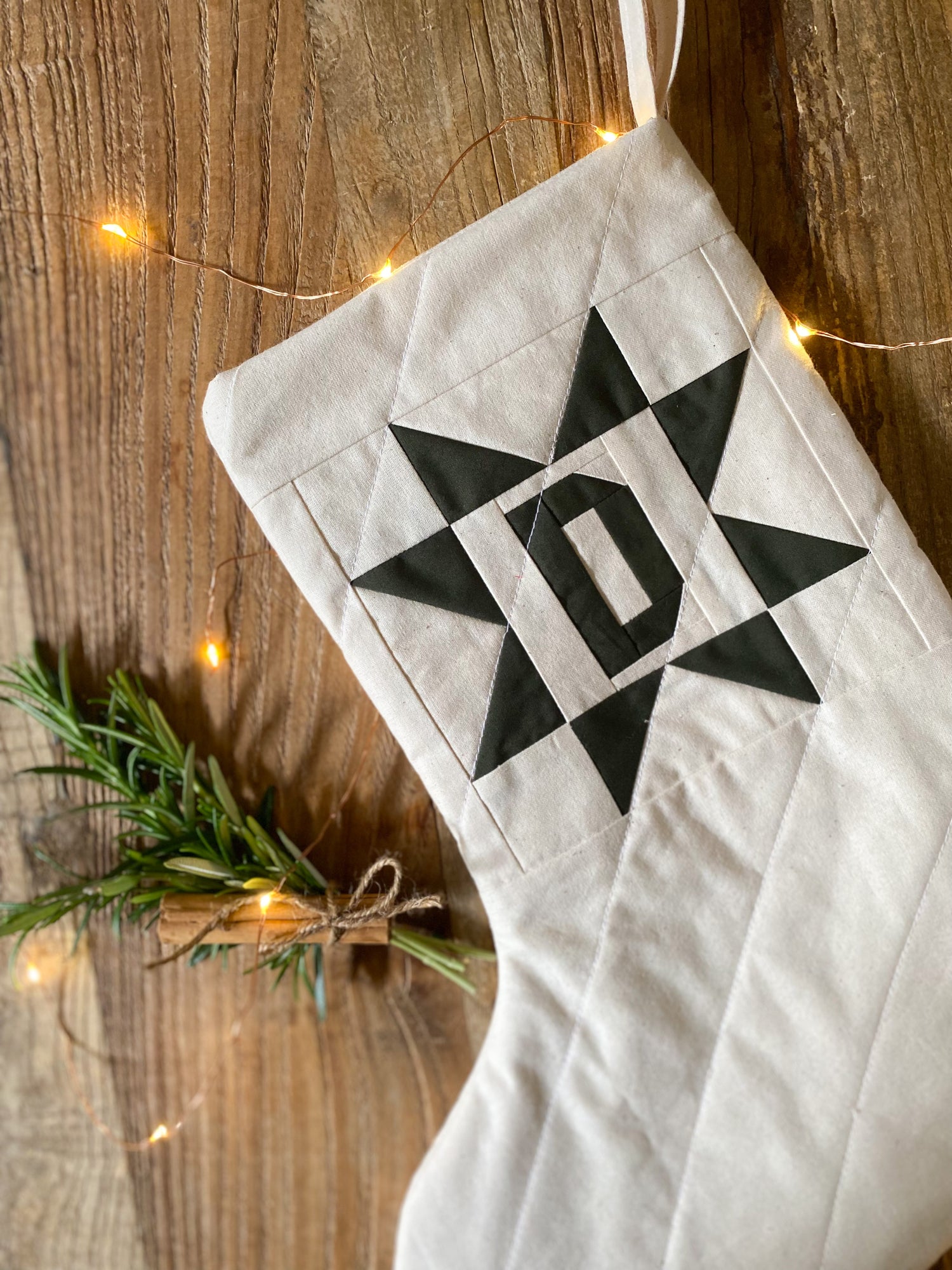 Heirloom Patchwork Star Christmas Stocking with Letter (Quilted)