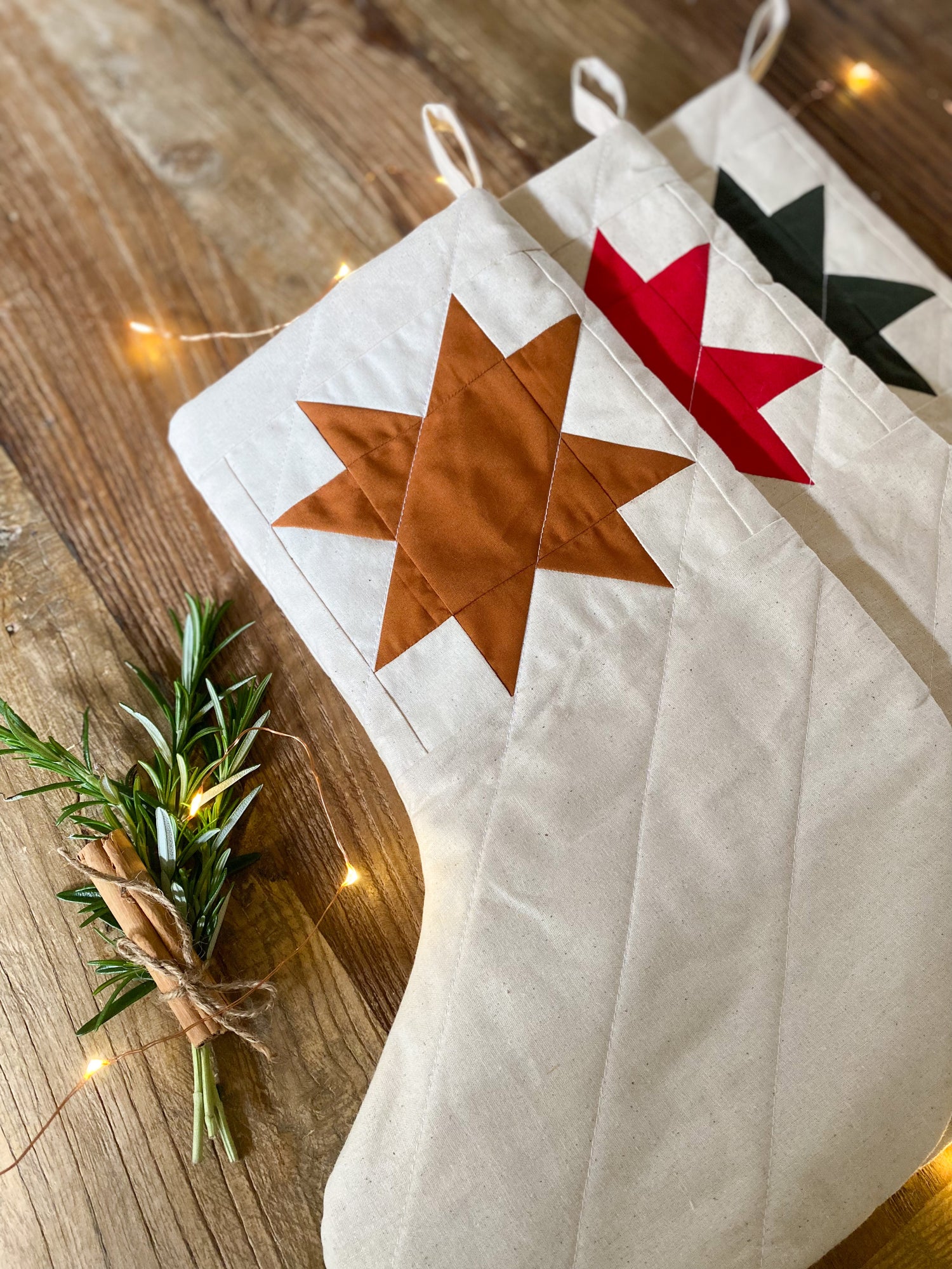 Heirloom Patchwork Star Christmas Stocking (Quilted)