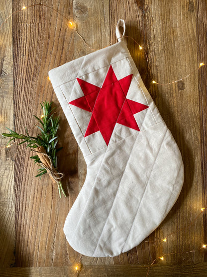 Heirloom Patchwork Star Christmas Stocking (Quilted)