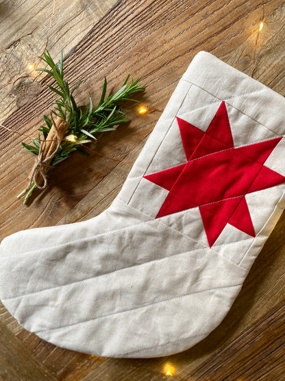 Heirloom Patchwork Star Christmas Stocking (Quilted)