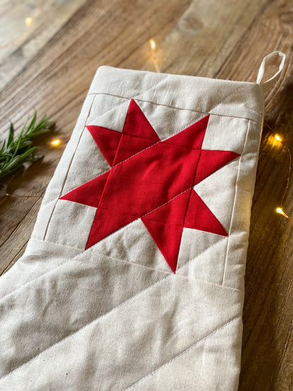 Heirloom Patchwork Star Christmas Stocking (Quilted)