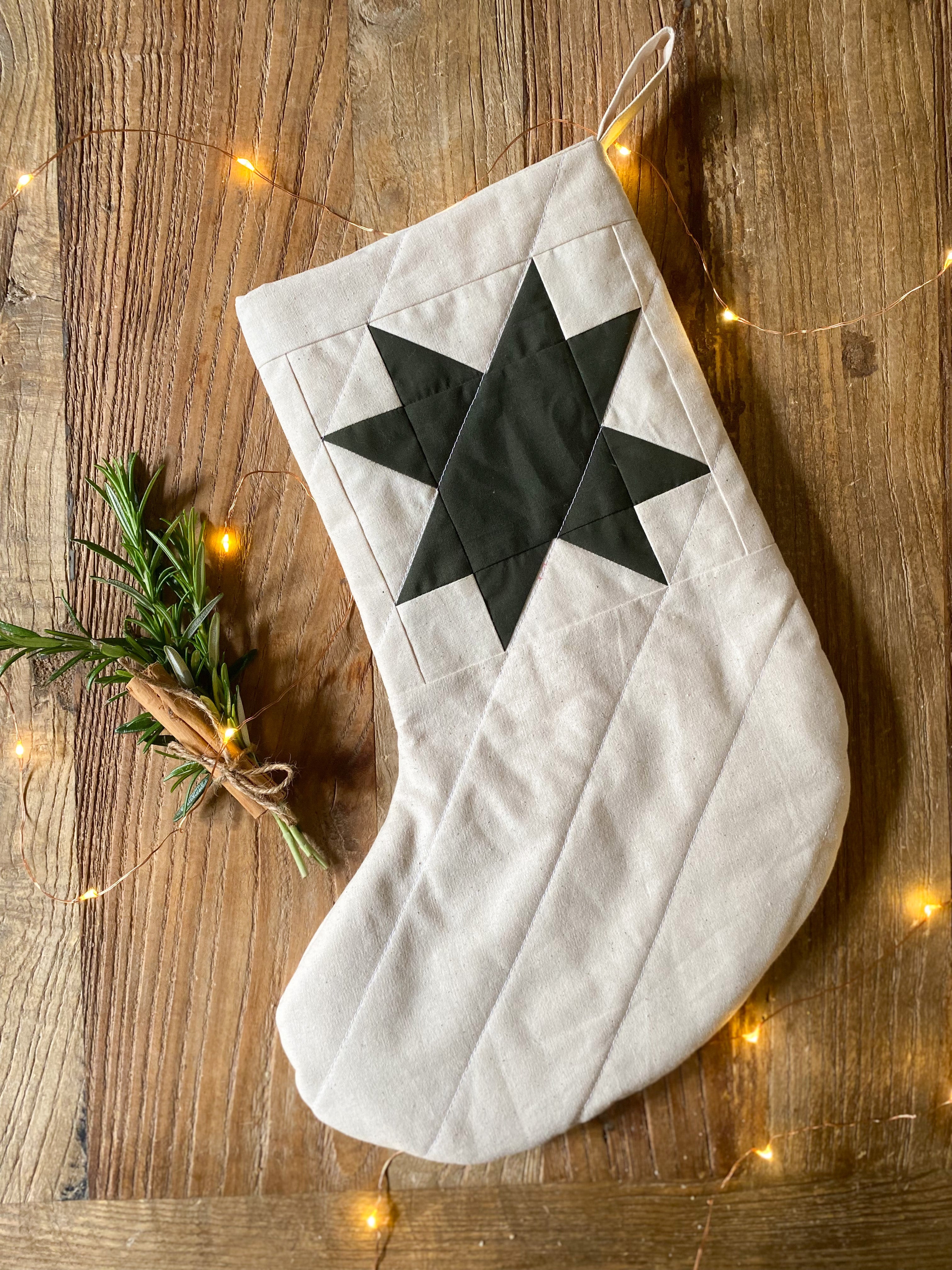 Heirloom Patchwork Star Christmas Stocking (Quilted)