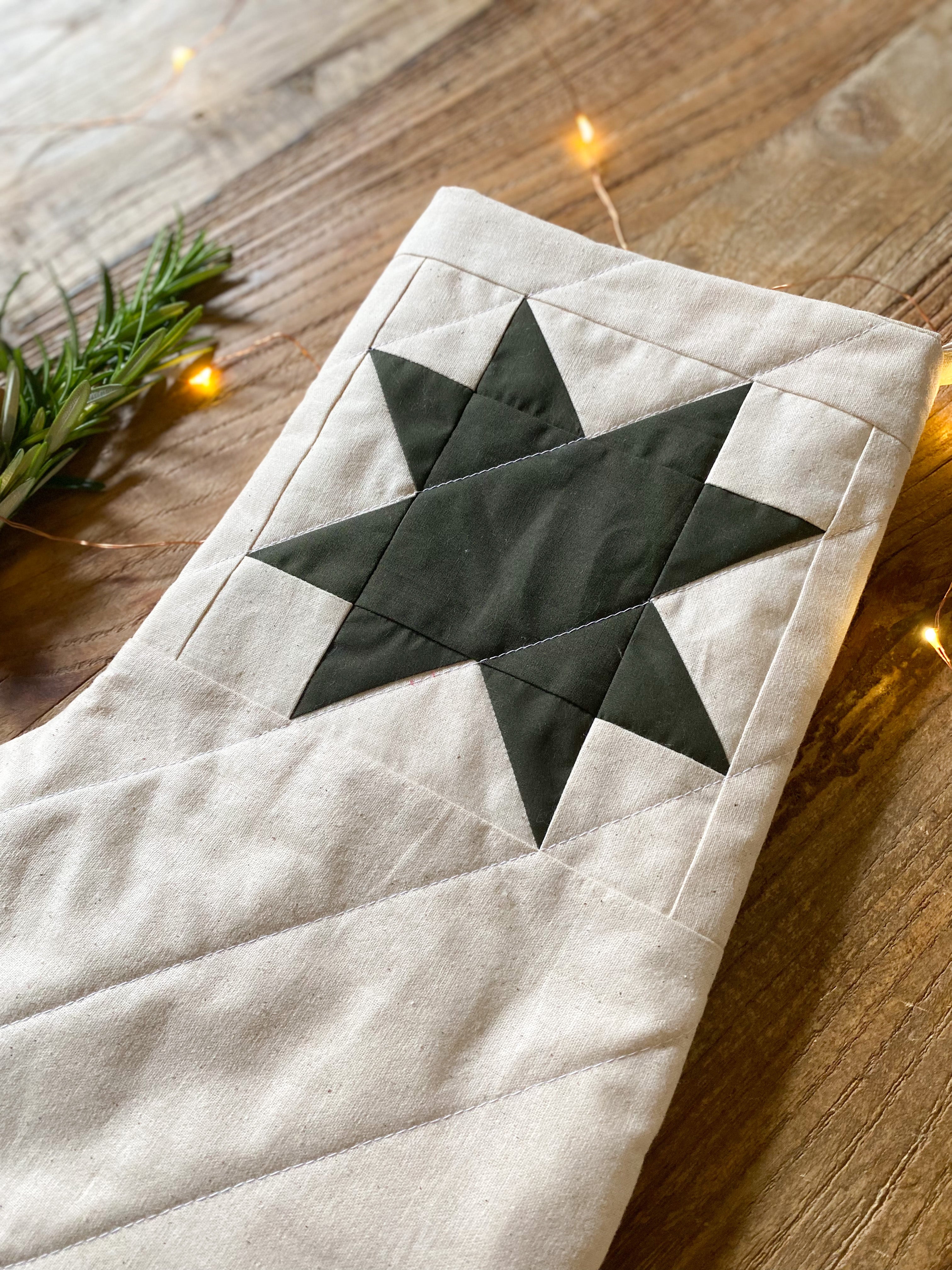 Heirloom Patchwork Star Christmas Stocking (Quilted)