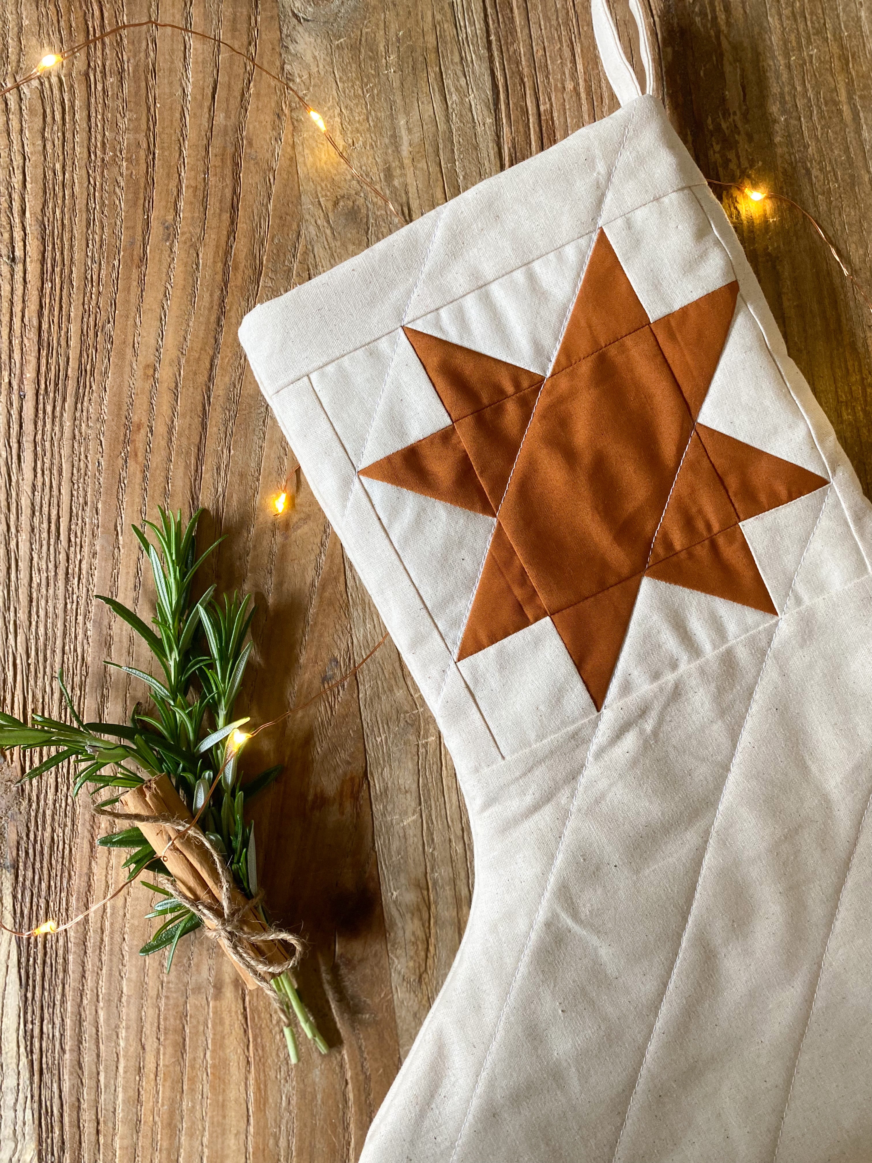 Heirloom Patchwork Star Christmas Stocking (Quilted)