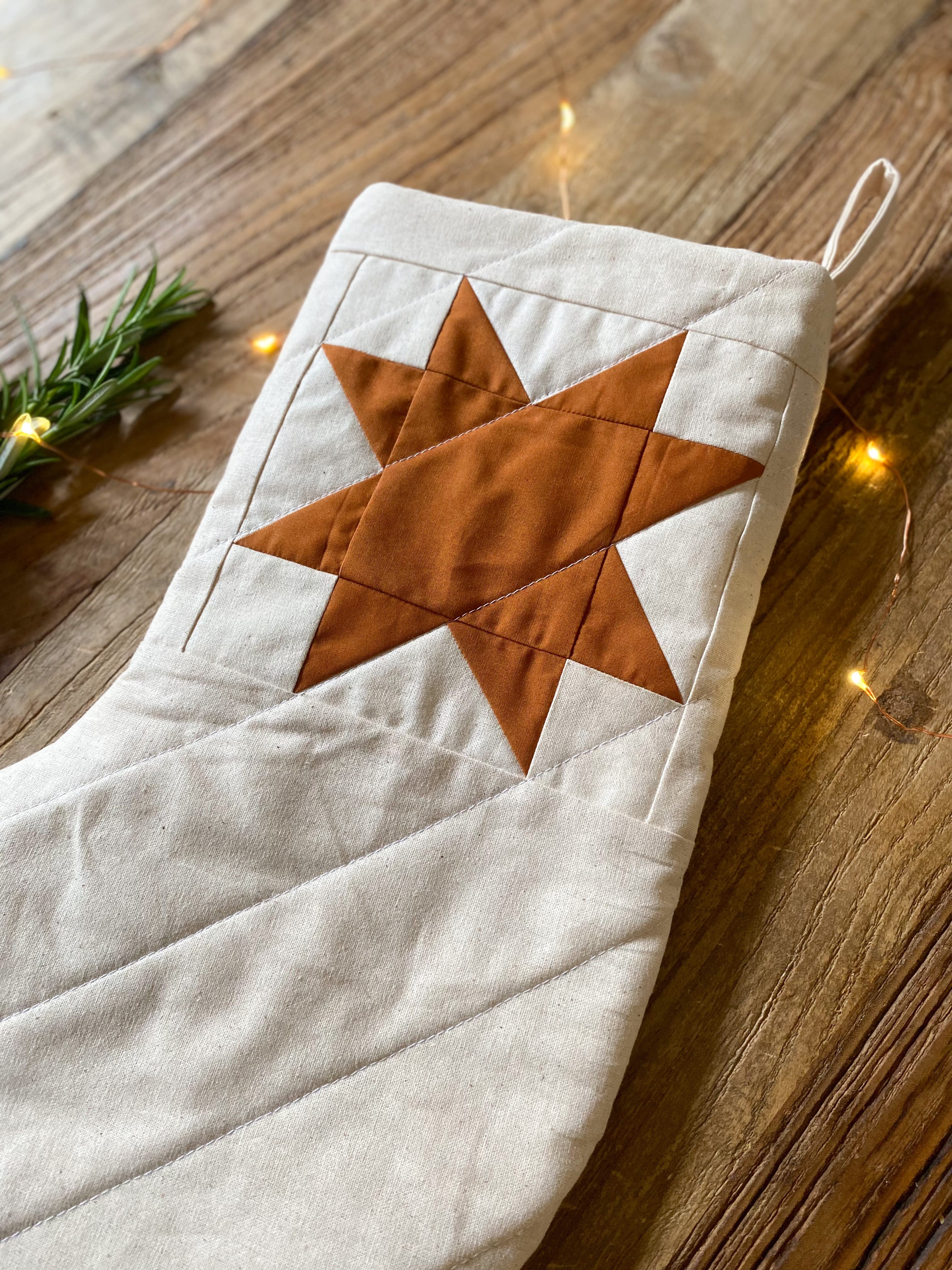 Heirloom Patchwork Star Christmas Stocking (Quilted)